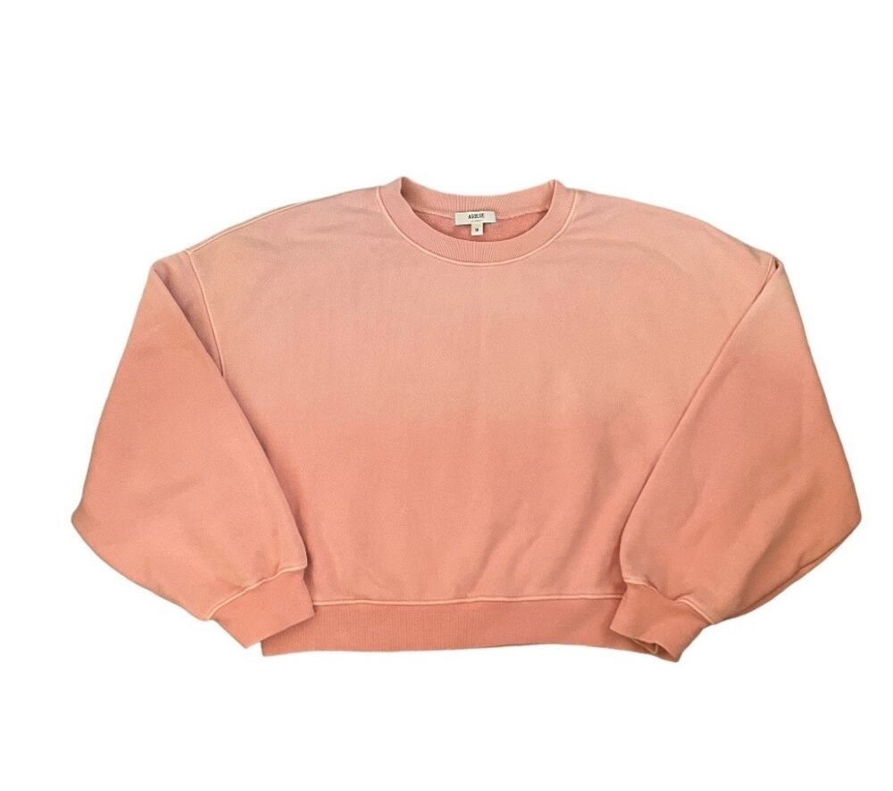 AGOLDE Light Pink Ombre Cropped Sweatshirt Medium